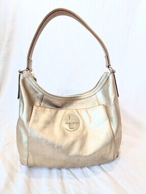 Kate Spade Wrightsville Lori Metallic Gold Leather Hobo Shoulder Bag